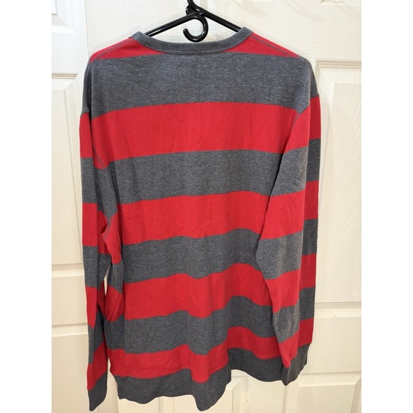 Old Navy Men's Sweater Rugby Striped Crew Neck XL Preppy Red Grey - Picture 4 of 8